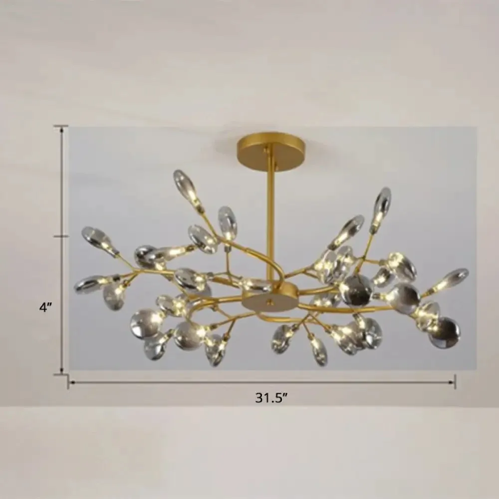 Brass Postmodern Leaf Metal Chandelier Pendant Light - LED Hanging Light for Living Room