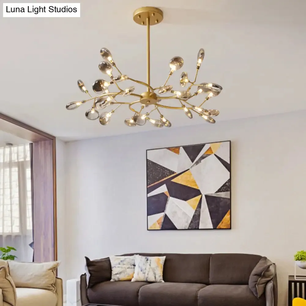 Brass Postmodern Leaf Metal Chandelier Pendant Light - LED Hanging Light for Living Room