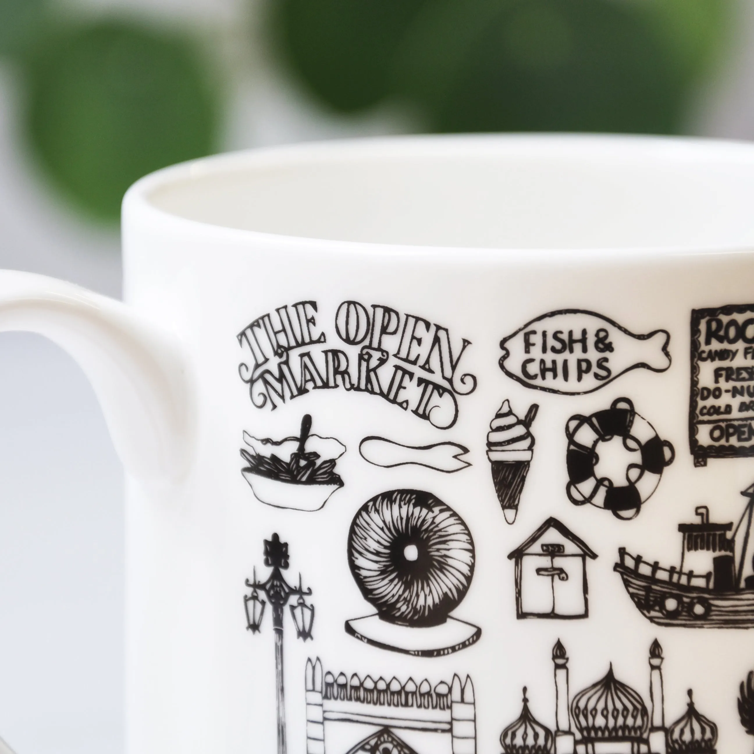 Brighton illustrated black and white mug