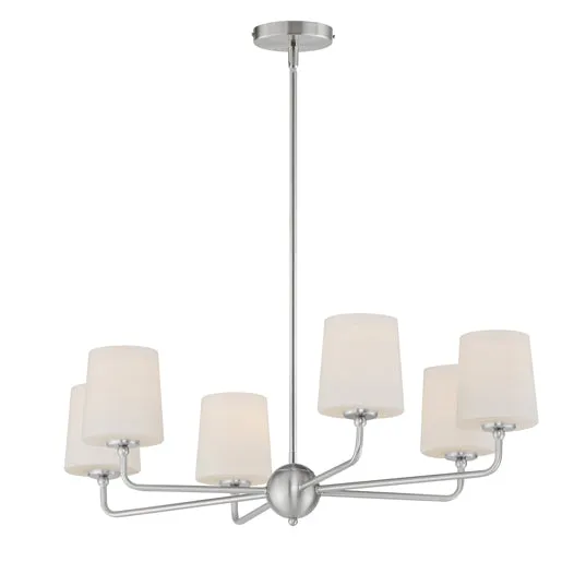 Bristol 6-Light Chandelier (Available in Satin Brass or Satin Nickel)