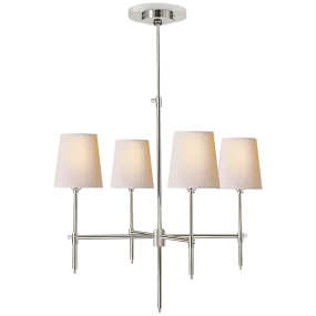 Bryant Small Chandelier in Polished Nickel with Natural Paper Shades