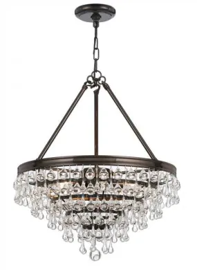 CALYPSO 6 LIGHT CRYSTAL TEARDROP CHANDELIER, VIBRANT BRONZE