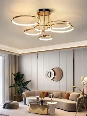 CITRA 6 Light Gold Body Modern LED Ring Chandelier for Dining Living Room Lamp - Warm White