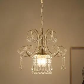 Contemporary Gold Metal Chandelier with Crystal Accent - 3 Lights, Ceiling Pendulum Lamp