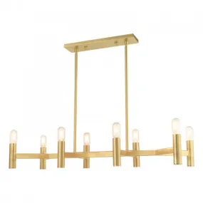 COPENHAGEN 8 LIGHT LINEAR CHANDELIER, SATIN BRASS