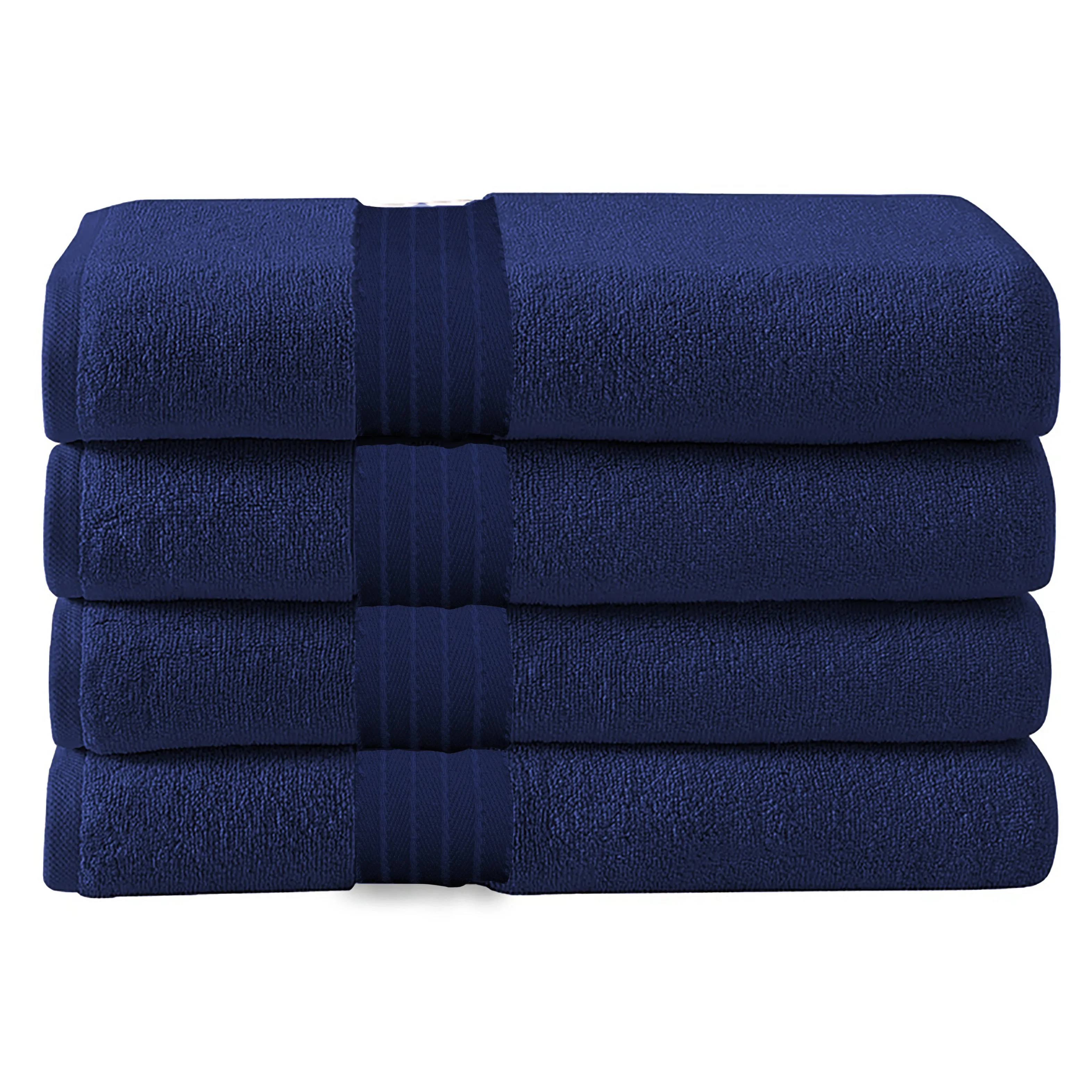 Cotton Bath Towel 70x140 CM 4 Piece Set, Navy Blue