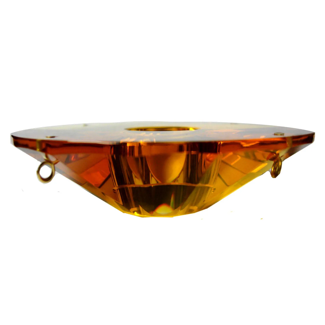 Crystal Round Bobeche 3 7/8 inches Amber with 24mm Center Hole, 4 Pins