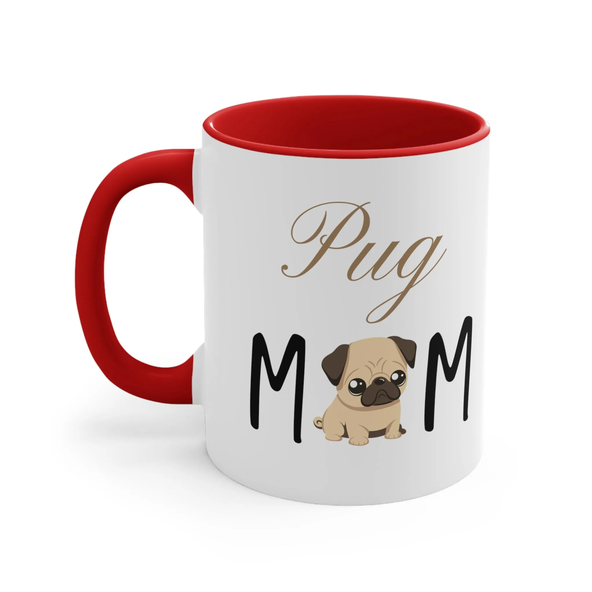 Custom Pug Mom Multi-Color Coffee Mug for Gifts for Dog Moms, pet owners, fun dog mug, gift for her