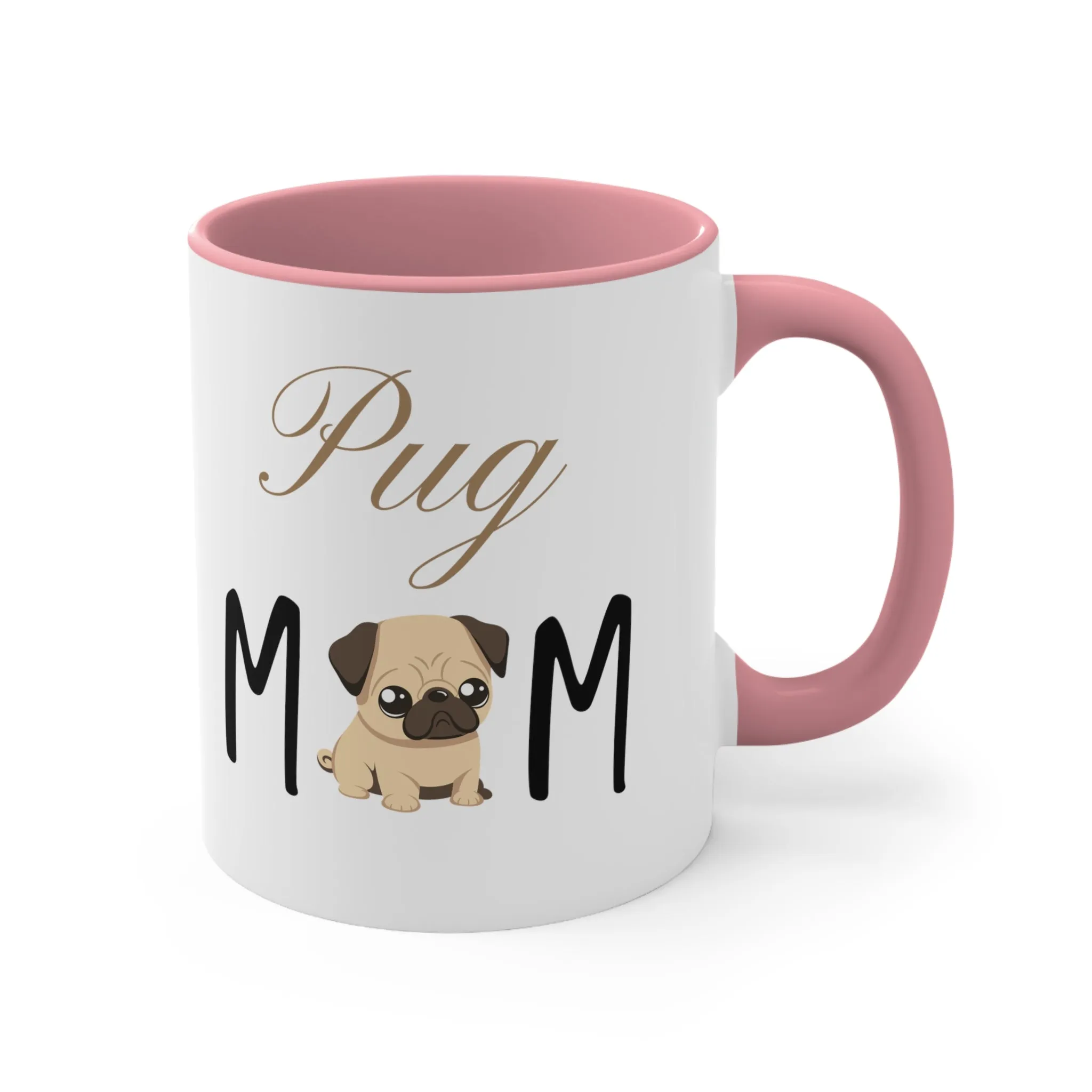 Custom Pug Mom Multi-Color Coffee Mug for Gifts for Dog Moms, pet owners, fun dog mug, gift for her