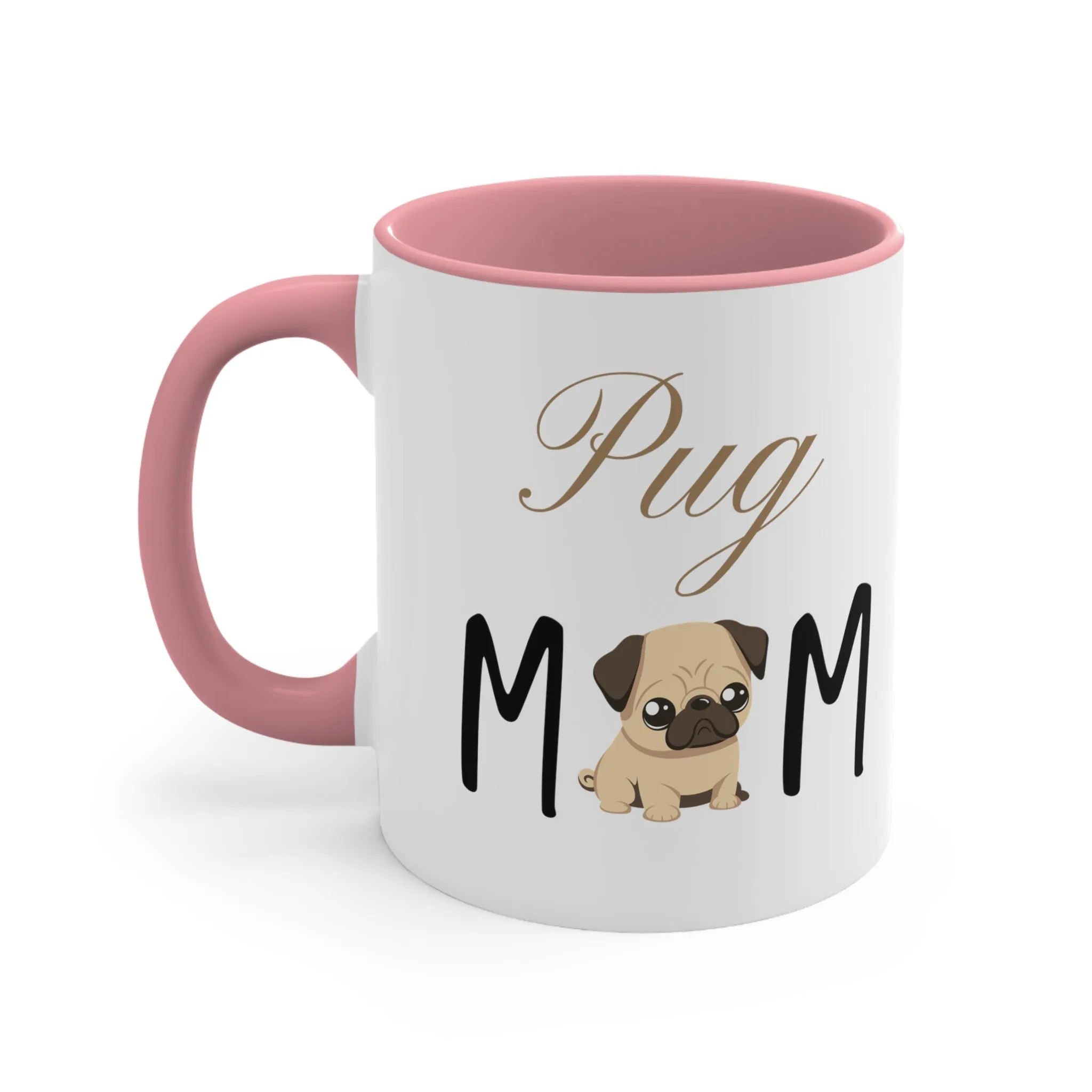 Custom Pug Mom Multi-Color Coffee Mug for Gifts for Dog Moms, pet owners, fun dog mug, gift for her