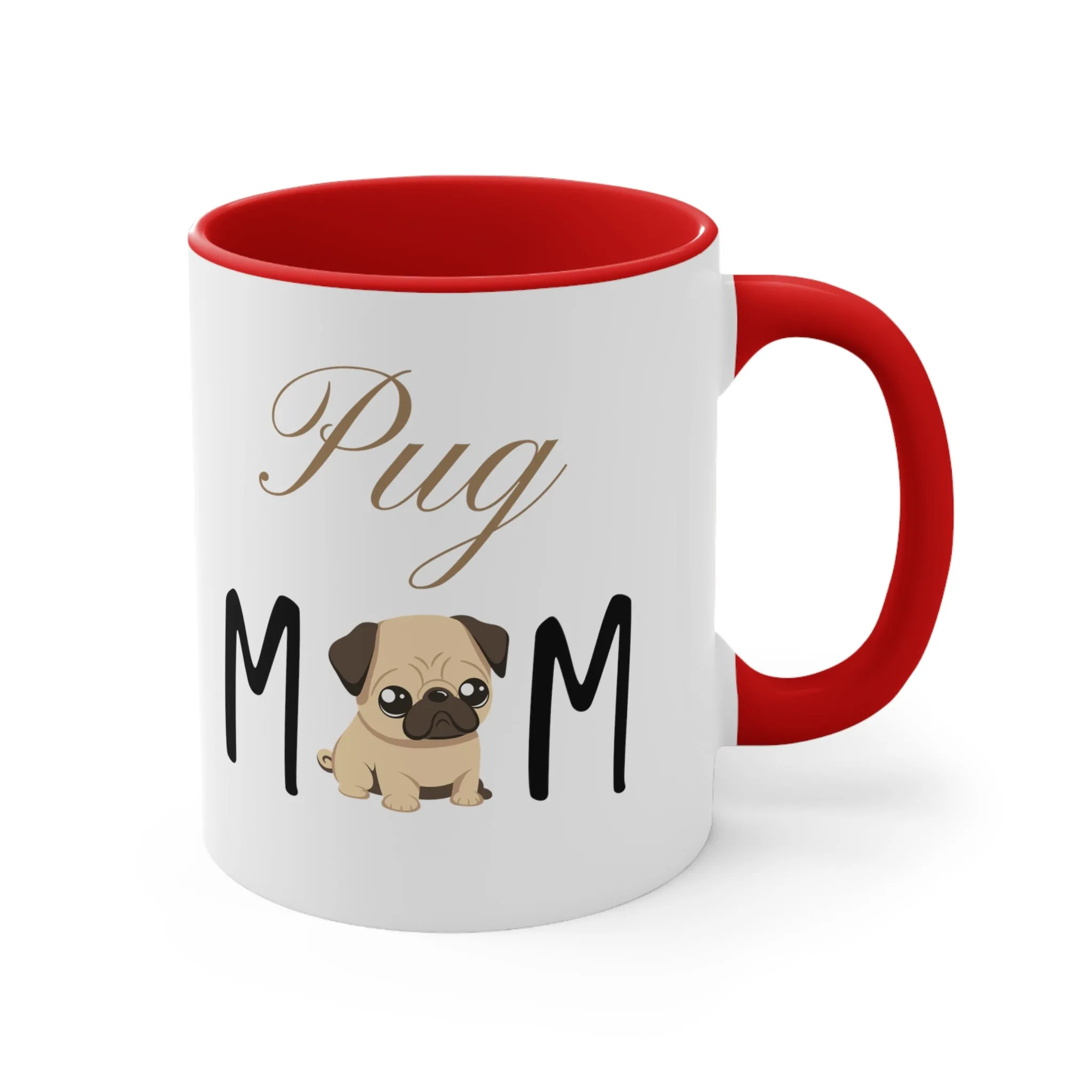 Custom Pug Mom Multi-Color Coffee Mug for Gifts for Dog Moms, pet owners, fun dog mug, gift for her