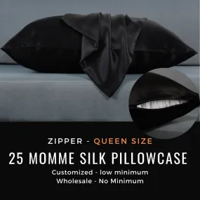 Custom Wholesale Silk Pillowcase 25 Momme Zipper Closure - Queen size