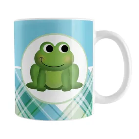 Cute Frog Green and Blue Plaid Mug