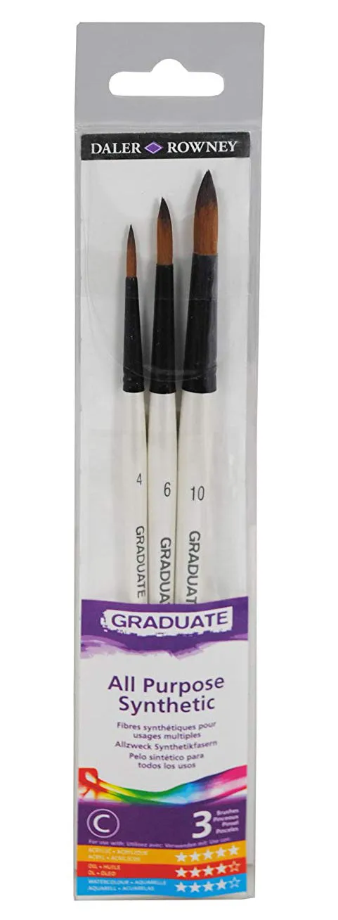 Daler Rowney Graduate Brushes Short Handle Synth Rounds Brush Set