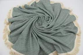 Dark Green 100% Cotton Round Beach Towel