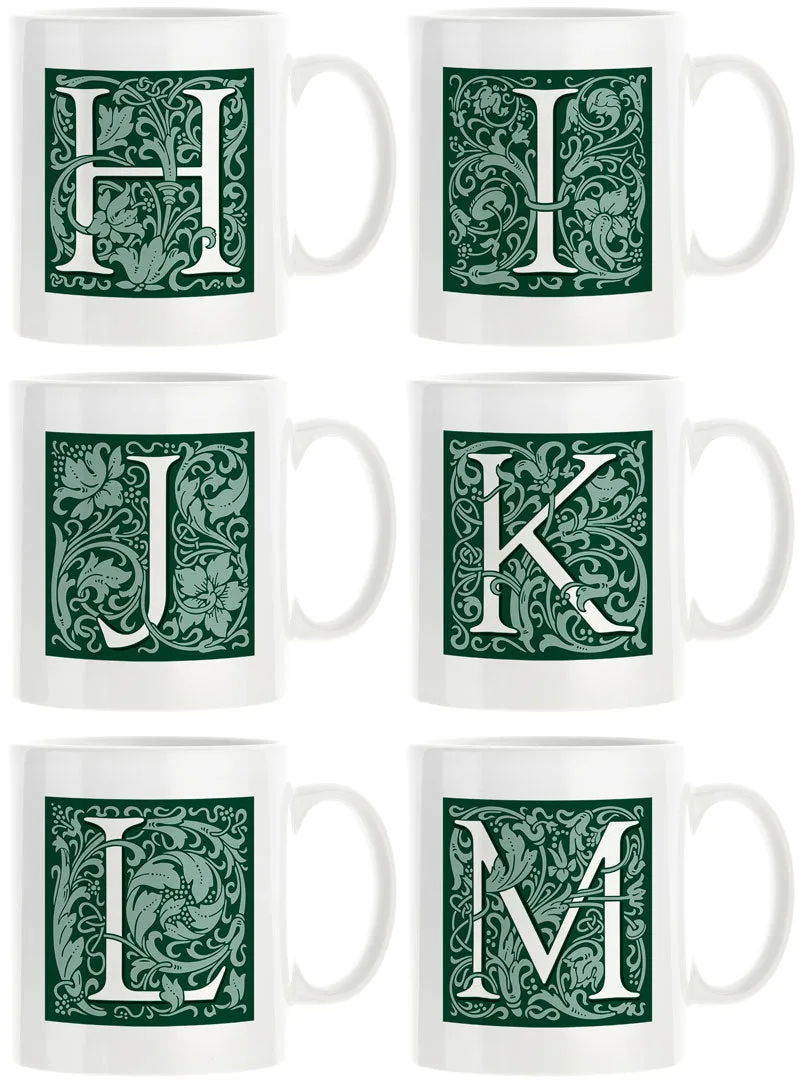 Decorated Initial Mug - Green