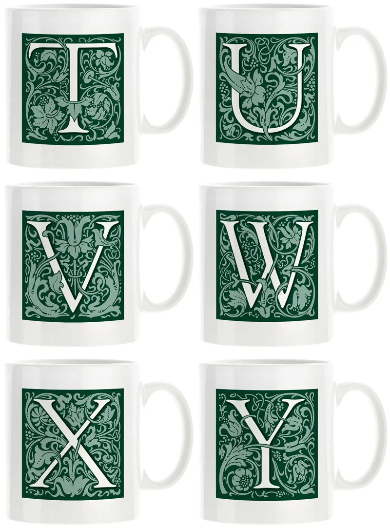 Decorated Initial Mug - Green