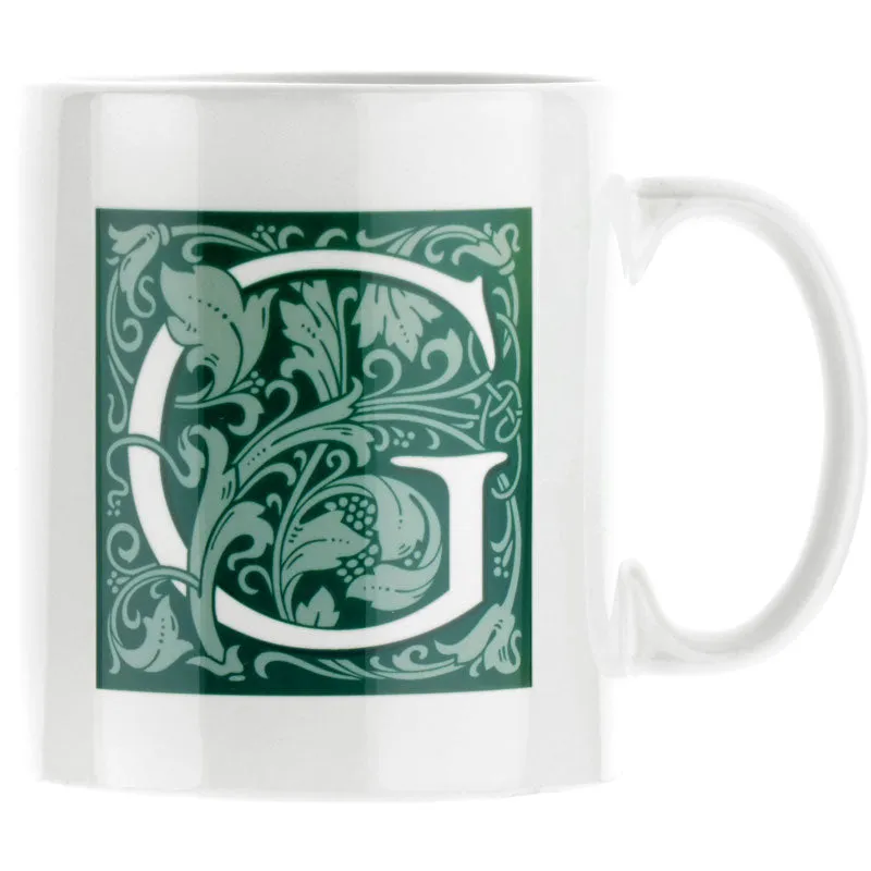 Decorated Initial Mug - Green