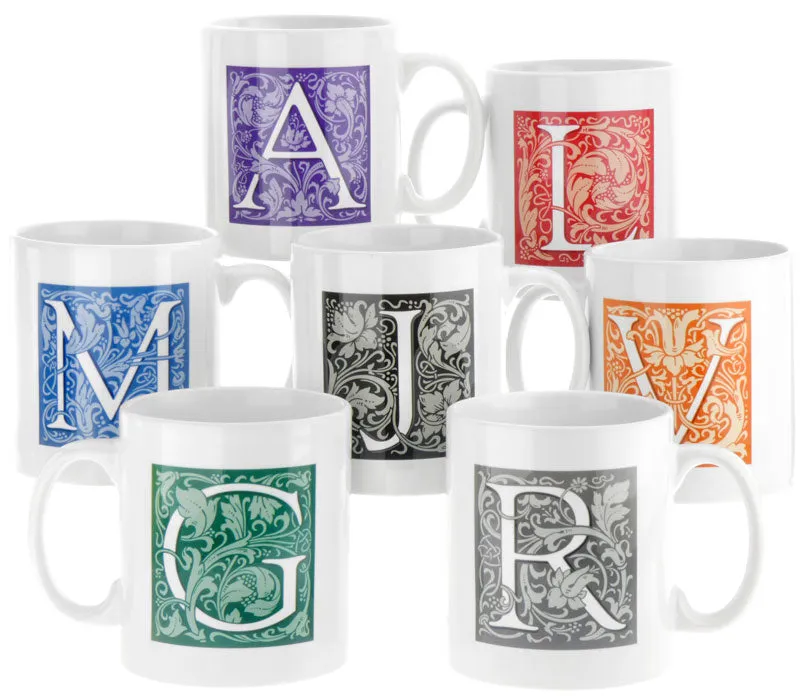 Decorated Initial Mug - Green