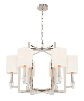 DIXON 6 LIGHT CHANDELIER, POLISHED NICKEL