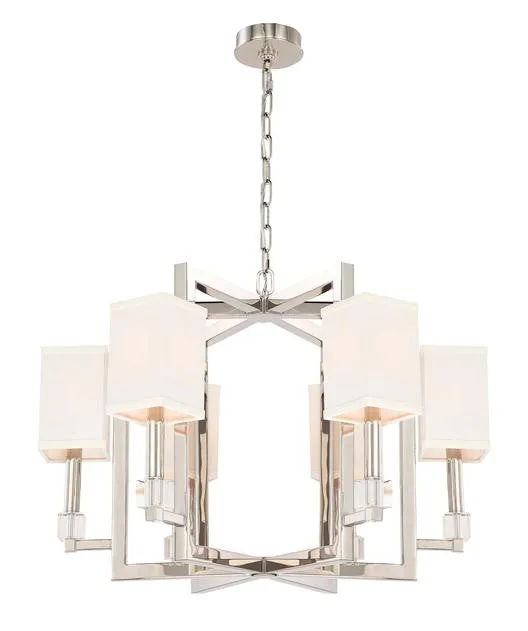 DIXON 6 LIGHT CHANDELIER, POLISHED NICKEL