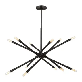 Eastyn 35 in. 12 lights Chandelier Black finish