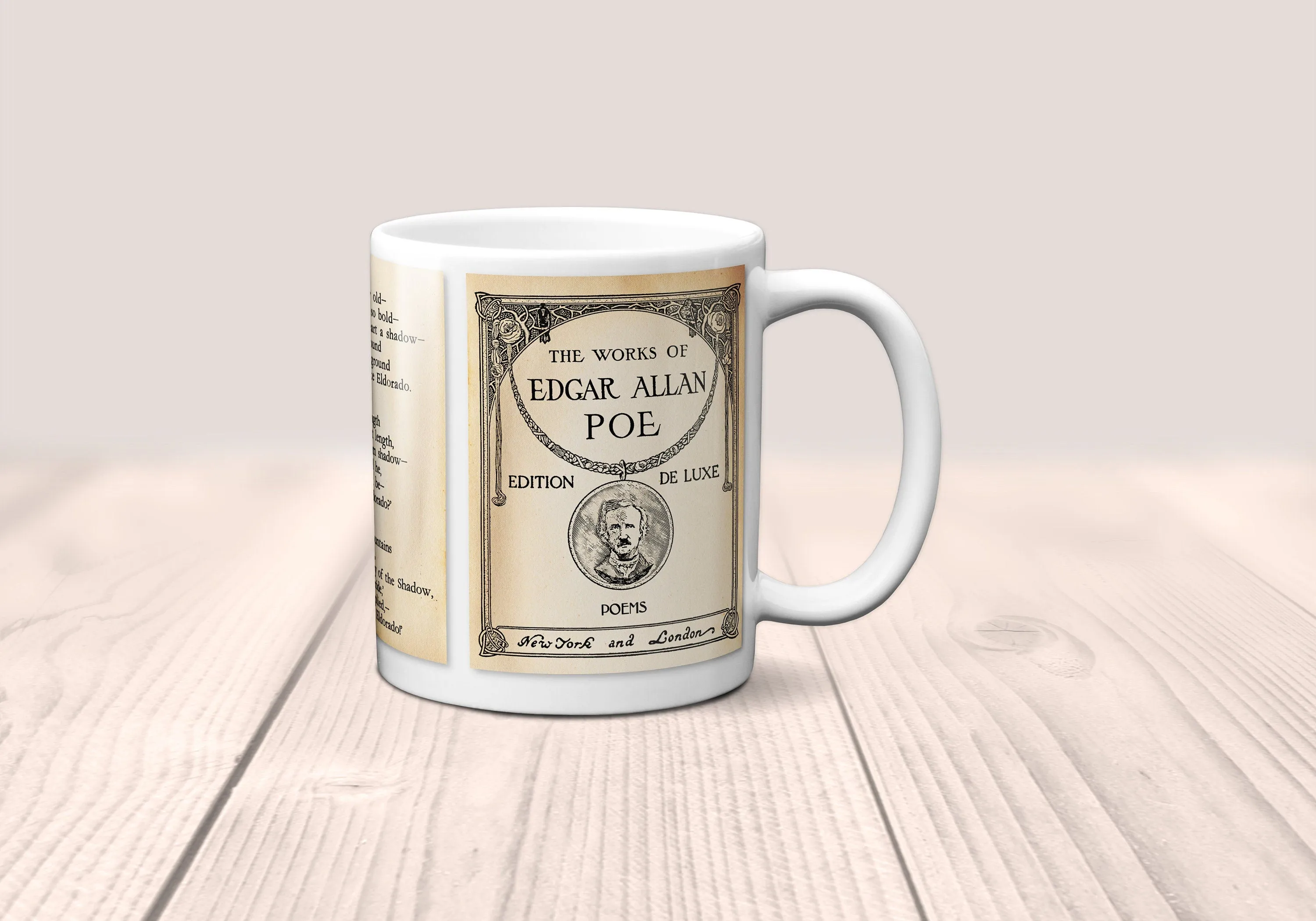 Eldorado by Edgar Allan Poe Mug. Coffee Mug with Full text of Edgar Allan Poe's "Eldorado" poem, Bookish Gift,Literature Mug