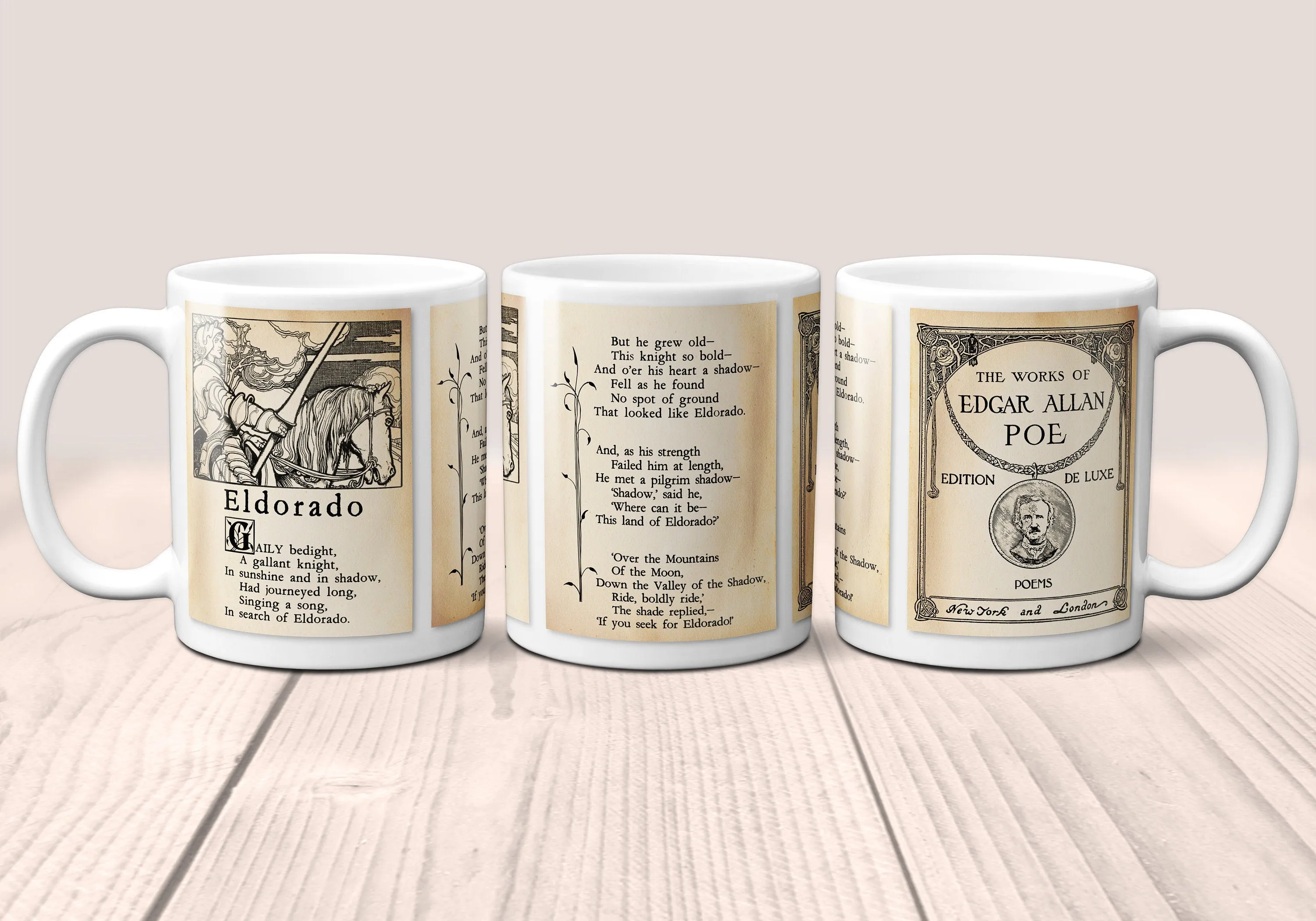 Eldorado by Edgar Allan Poe Mug. Coffee Mug with Full text of Edgar Allan Poe's "Eldorado" poem, Bookish Gift,Literature Mug