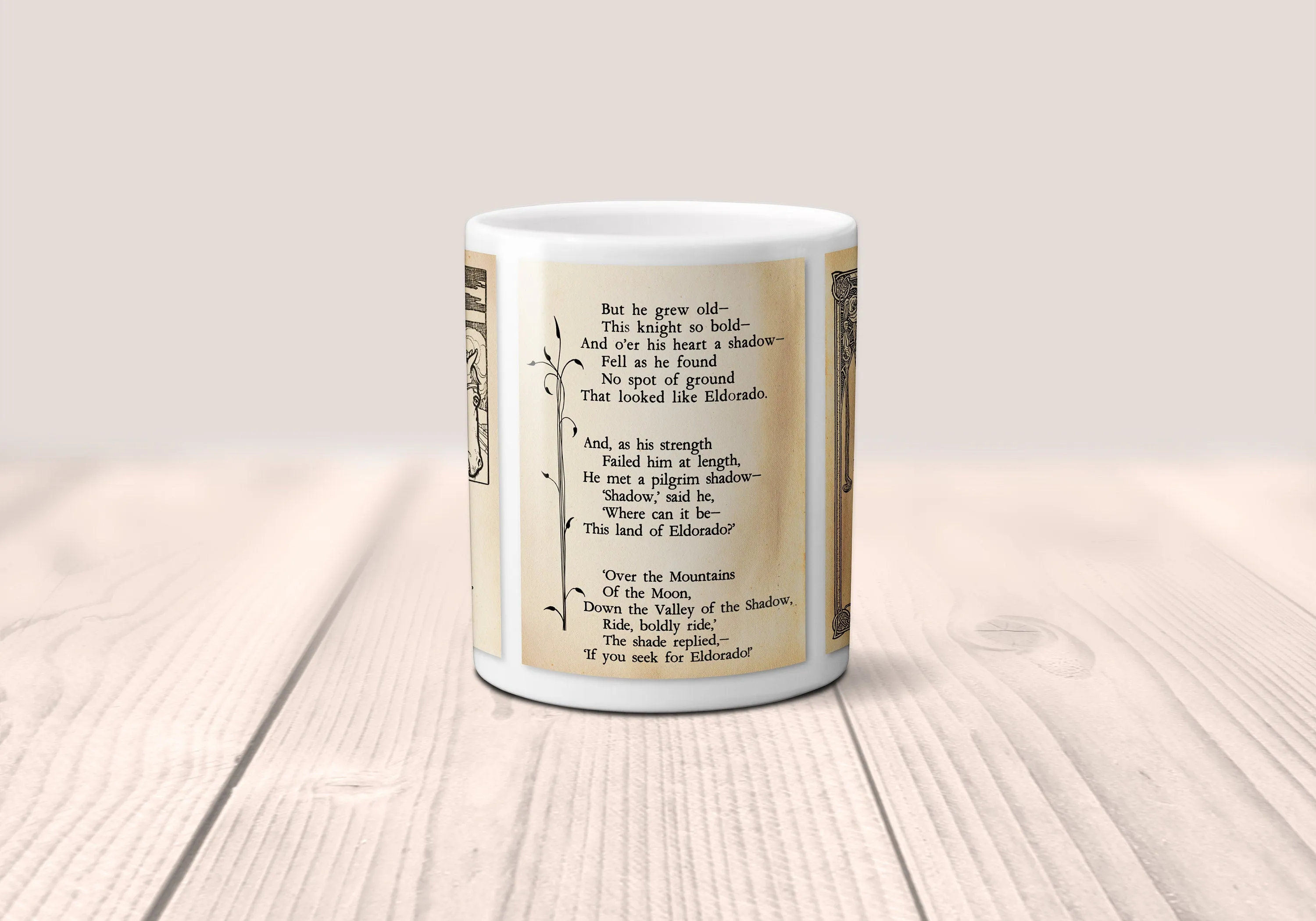 Eldorado by Edgar Allan Poe Mug. Coffee Mug with Full text of Edgar Allan Poe's "Eldorado" poem, Bookish Gift,Literature Mug