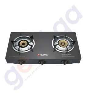 ELEKTA 2 BURNER TABLE GLASS STOVE (BLACK) - EGC-207(GB)