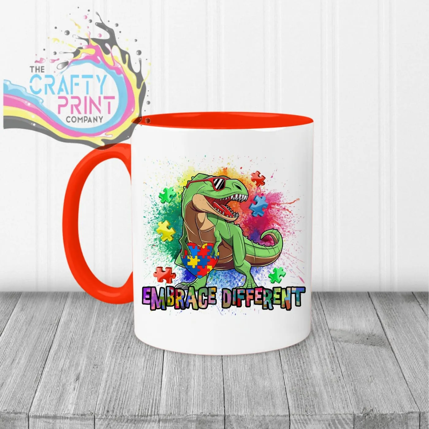 Embrace Different Autism Dinosaur Mug