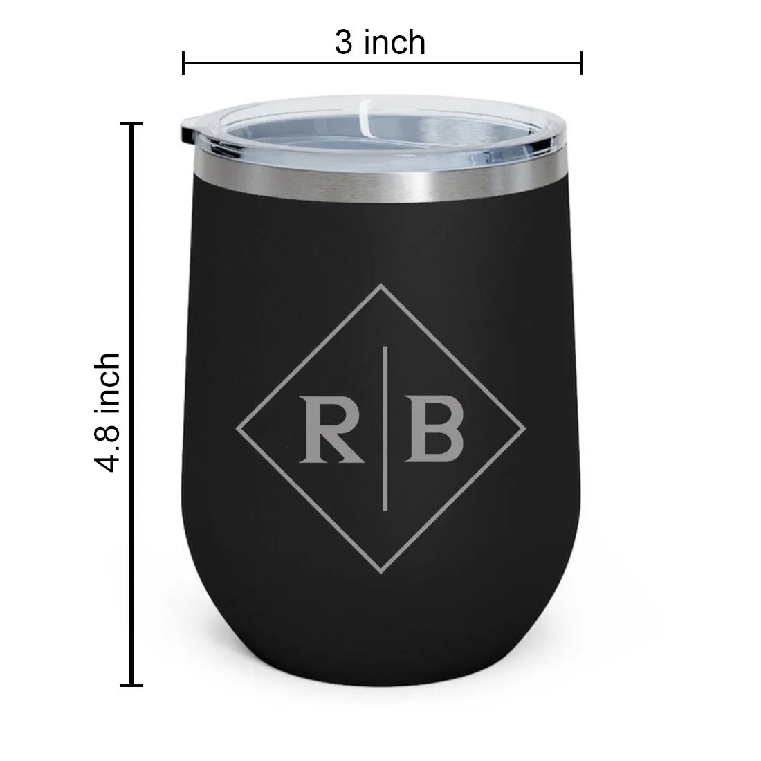 Engraved Personalized Coffee Tumbler Mug With Lid for Travel (350 ML) - Initials