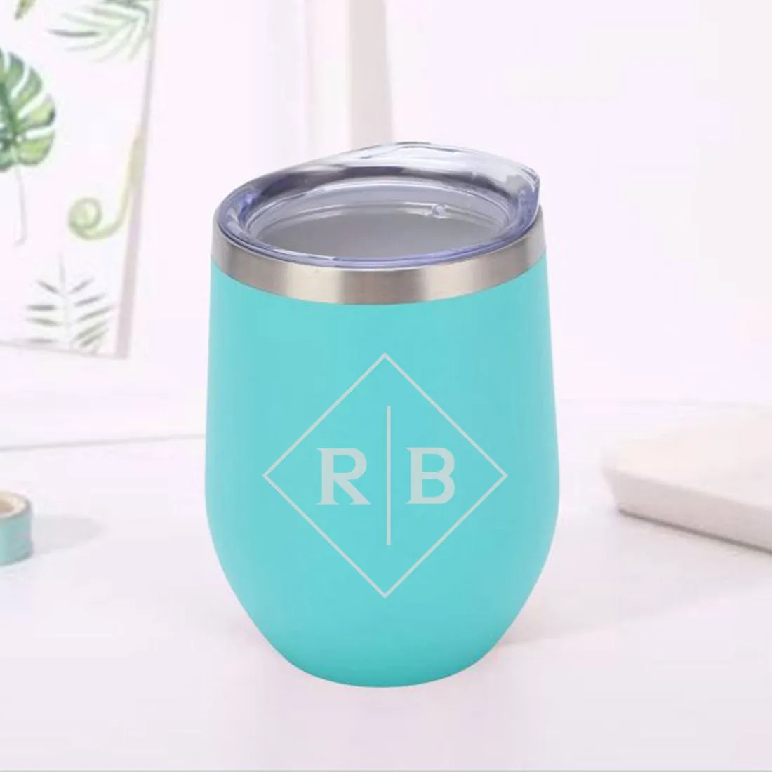 Engraved Personalized Coffee Tumbler Mug With Lid for Travel (350 ML) - Initials