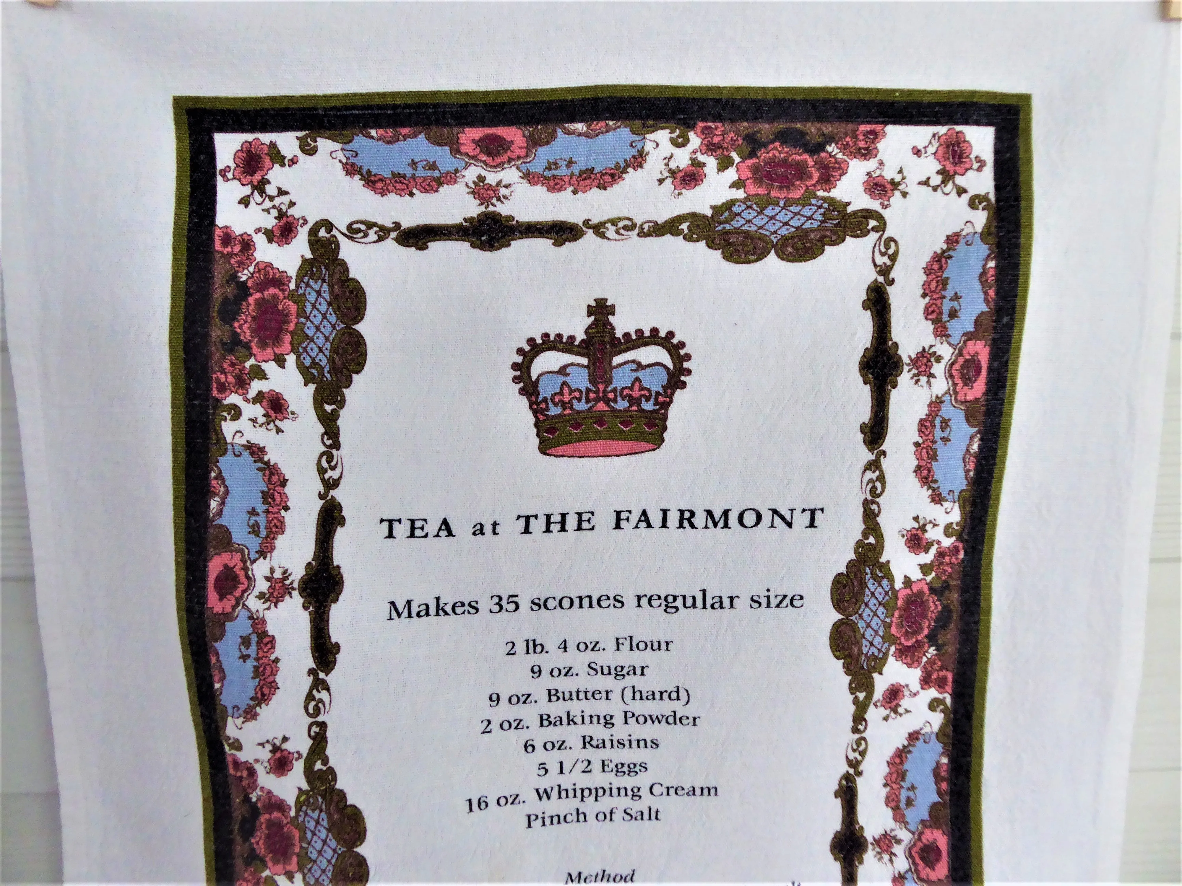 Fairmont Empress Scones Tea Towel 2000 Victoria BC Dish Towel China Pattern