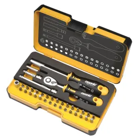 Felo 61557 R-GO 36 Box Set with Ratchet, Bit Holder, 30 Screwdriver Bits; Phillips, Slot, Torx, Hex Metric, Pozi, Square, Spanner