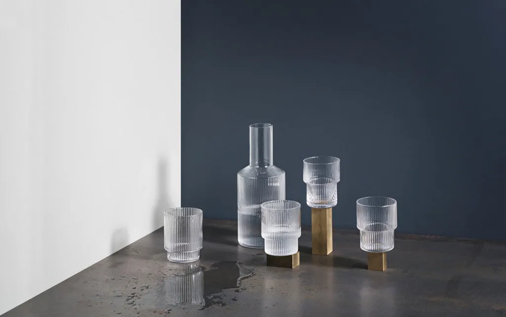 ferm Living Stepped Ripple Glasses in Clear | Set of 4 | Perfect for water or cocktails