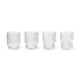 ferm Living Stepped Ripple Glasses in Clear | Set of 4 | Perfect for water or cocktails