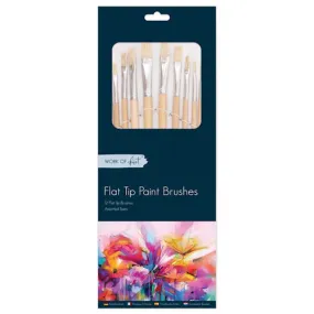 Flat Artist Brushes - 12 Pack Painting Brush Set Craft Supplies