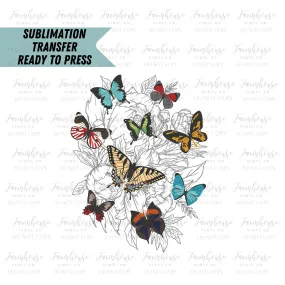 Floral Butterfly Spring Ready to Press Sublimation Transfer