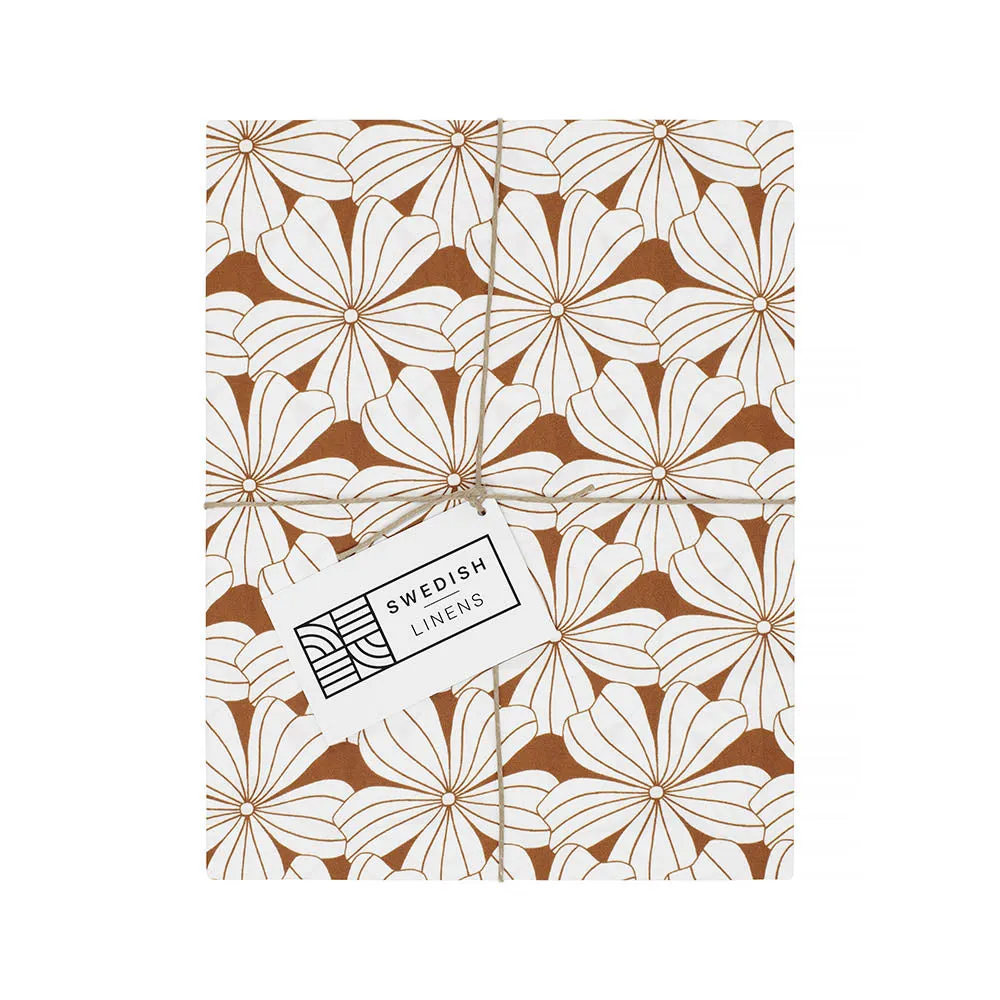 FLOWERS | Cinnamon brown | Pillowcase | 40x80cm / 15.7x31.5"