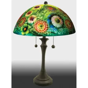 Full Blooms Reverse Hand Painted Glass Table or Floor Lamp by Jamie Barthel