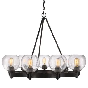 GALVESTON 9 LIGHT CHANDELIER, RUBBED BRONZE