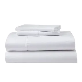 GhostBed Split King Cooling Supima Cotton and Tencel Luxury Sheet Set - Wrinkle Resistant with Deep Pockets, 7 Piece, White