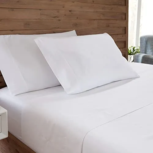 GhostBed Split King Cooling Supima Cotton and Tencel Luxury Sheet Set - Wrinkle Resistant with Deep Pockets, 7 Piece, White