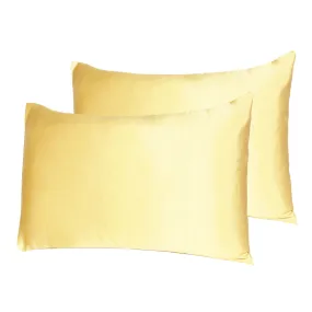 Gold Dreamy Set Of 2 Silky Satin King Pillowcases