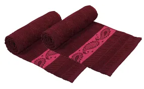 Heart Home 100% Cotton 2 Pieces Bath Towel 27" x54” (Maroon) - CTHH1218