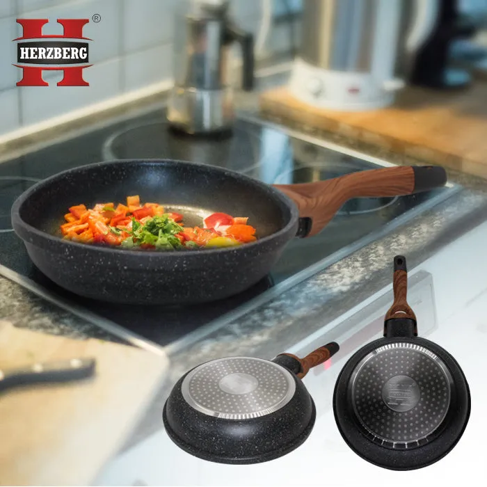 Herzberg HG-6020FP; Marble coating fry pan with soft touch handle