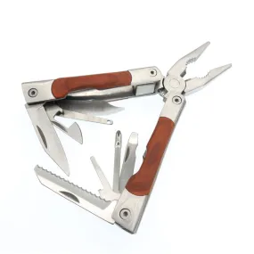 High Quality stainless steel blade foldable large locking camping multi tool pliers with wooden handle