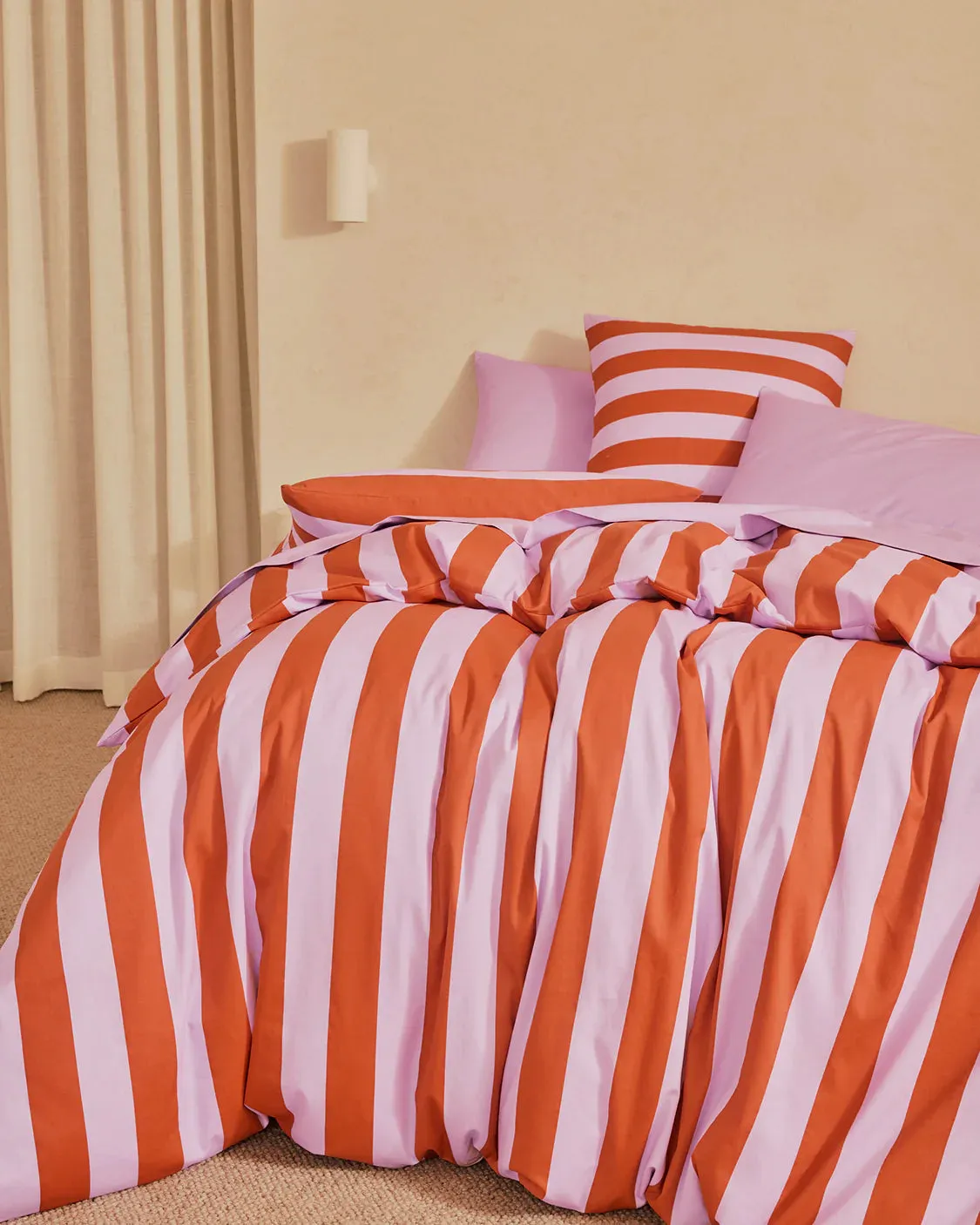 Hommey European Pillowcase Set - Grapefruit Stripes