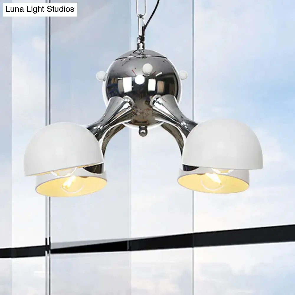 Industrial Dome Hanging Light Fixture - Metallic 3/4/5 Heads Chandelier Lamp for Living Room - Black/Chrome Finish